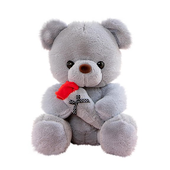 Sunshinehomely Bear Stuffed Animal Plush Toy, Christmas Plush Stuffed Animal Bear with Rose, Cute Bear Stuffed Animal Valentines Day Decor Christmas Valentine's Day Gifts for Girlfriend Boyfriend
