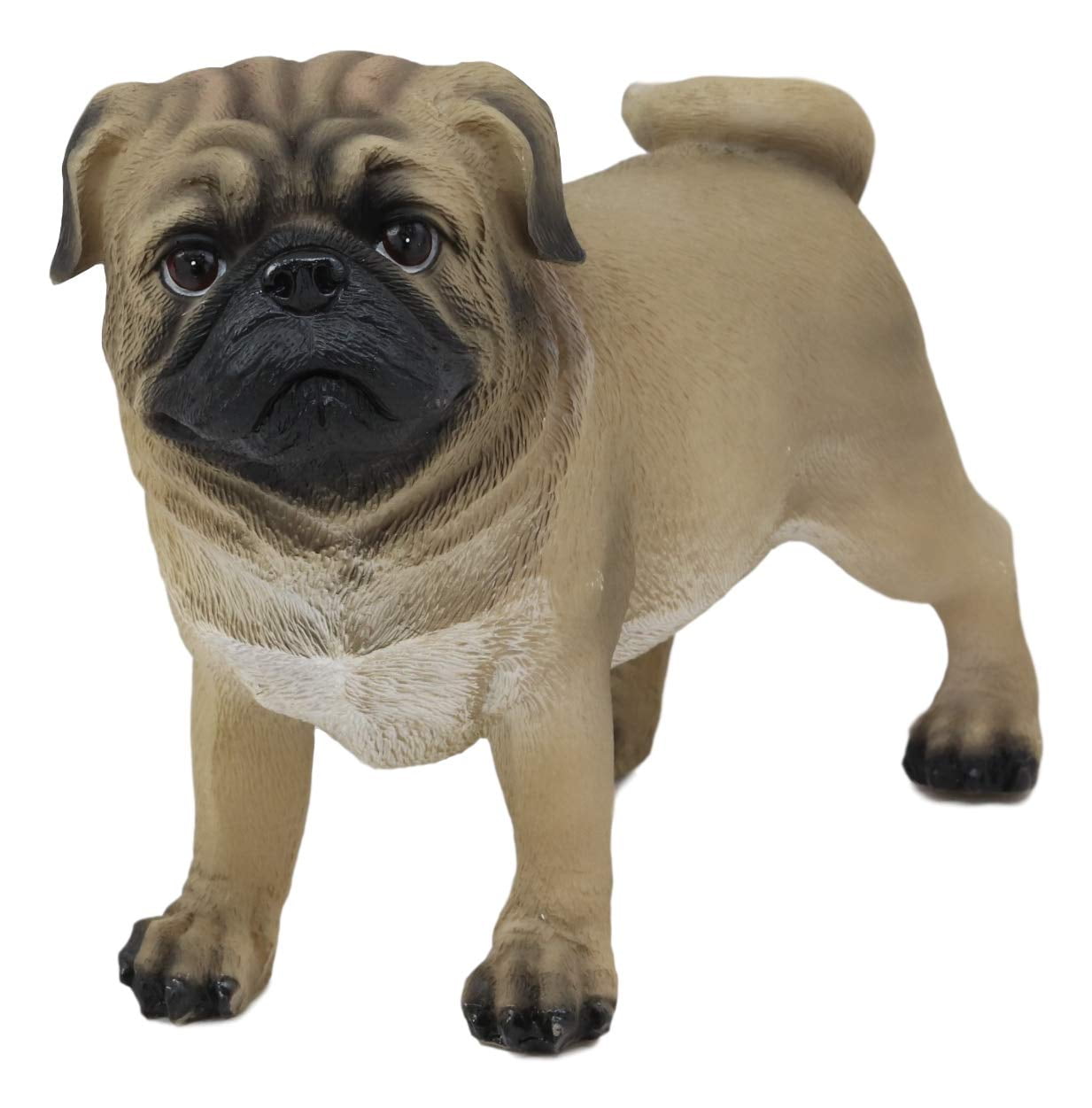 Ebros Realistic Lifelike Adorable Fawn Pug Dog Statue 7.75" Long Pet
