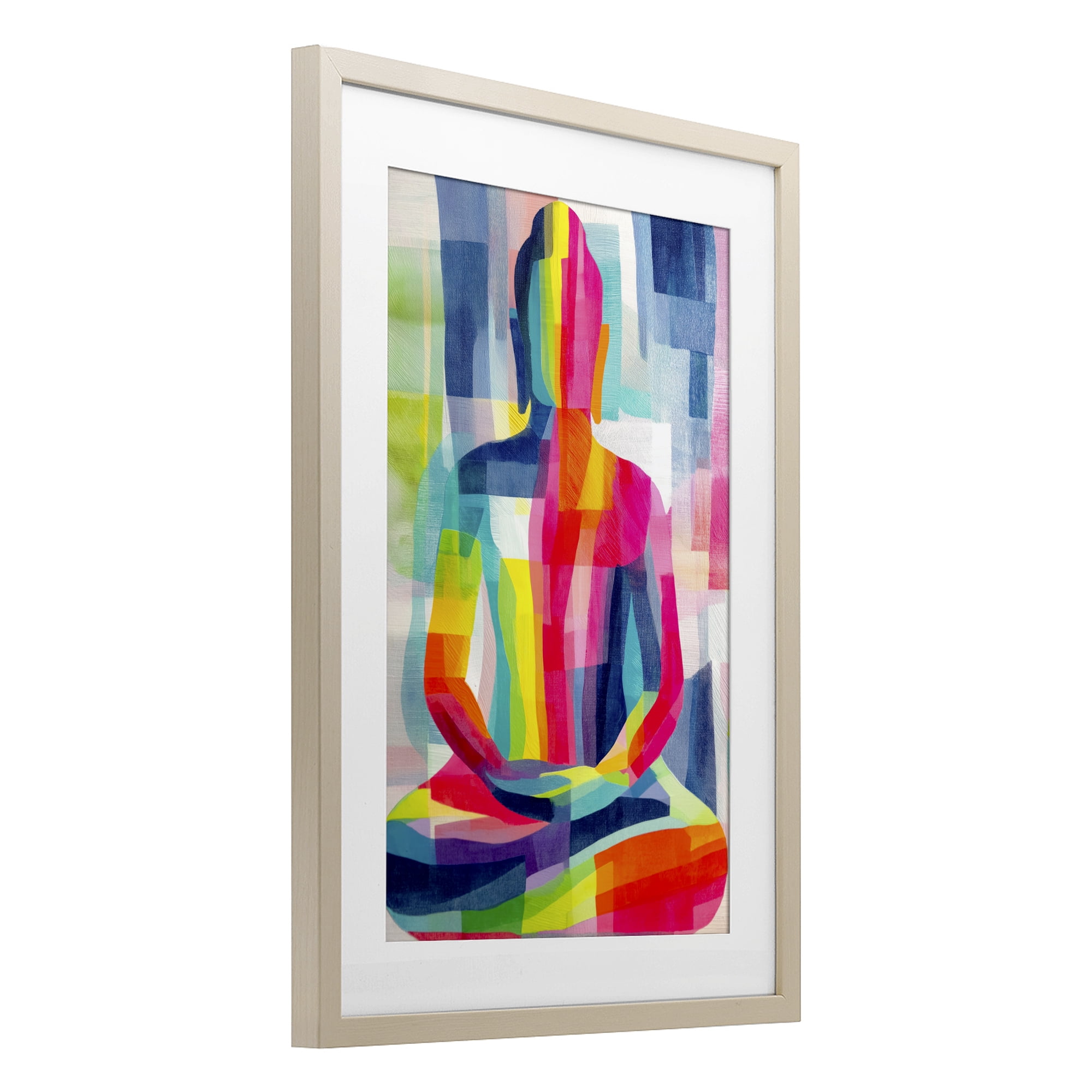 Stupell Industries Geometric Buddha In Spectrum Birch Framed Print Under Glass, design by Chromatic Storm Studio