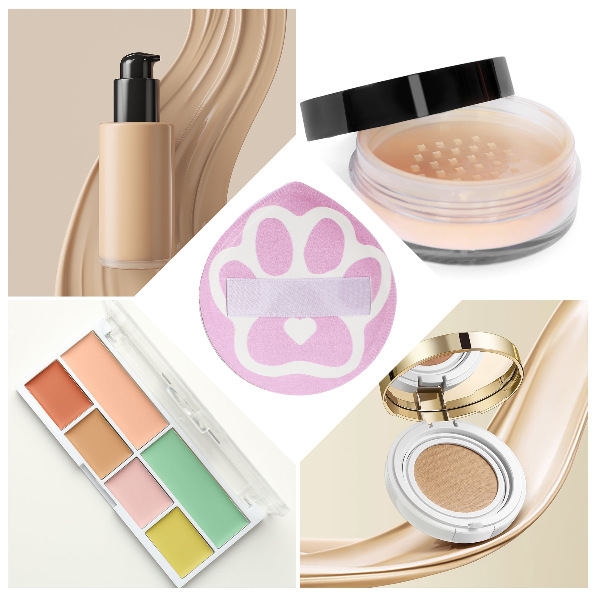 Unique Bargains 1 Pc Portable Cat Paw Face Makeup Sponge Purple