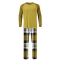 thumbnail image 5 of KyCheLot Men's Pajama Set Crewneck Long Sleeve Tees Stretchy Elastic Waist Wide Leg Pants Comfy Sleepwear, 5 of 7