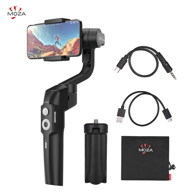 MOZA Mini-S Foldable Handheld 3- Smartphone Gimbal Stabilizer Object Tracking Follow Focus Zoom Time-lapse 280g Payload with 1/4 Inch Screw Hole Mini Tripod Storage Pouch for X/Xs/Xr/8/8 Plus/7/7 Plu