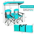 thumbnail image 2 of Gymax Folding 2-person Camping Chairs Double Sunshade Chairs w/ Canopy Turquoise, 2 of 10