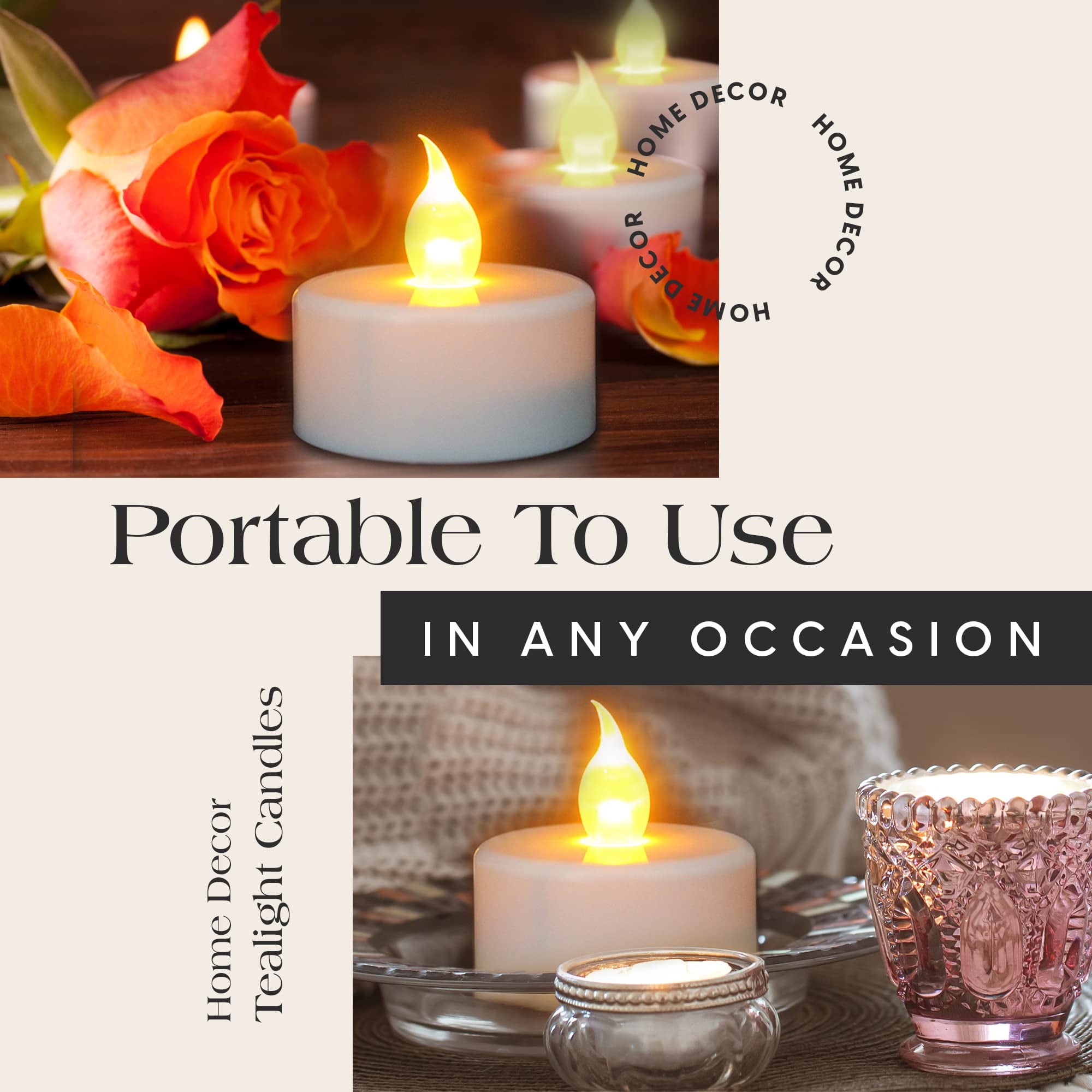 SLS SUPPLY FLORA 150-Pack Realistic Flickering Flameless Candles, Battery Operated Tea Lights, Electric Candle Sets for Home Decor, Fake Candles for Occasions, Batteries Included