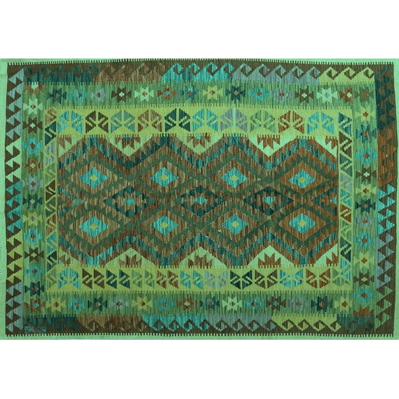 Ahgly Company Indoor Rectangle Oriental Turquoise Blue Traditional Area Rugs, 2' x 3'