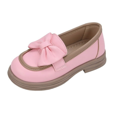 

Hifoo Girls Dress Bow Shoes Kids School Formal Casual For Toddler Little Kid Leather Shoes Relaxed Fit Child Footwear