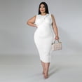 thumbnail image 5 of AURA Women Plus Size Sleeveless Bodycon Dress High Waist Midi Casual Elegant Summer Dress, 5 of 7
