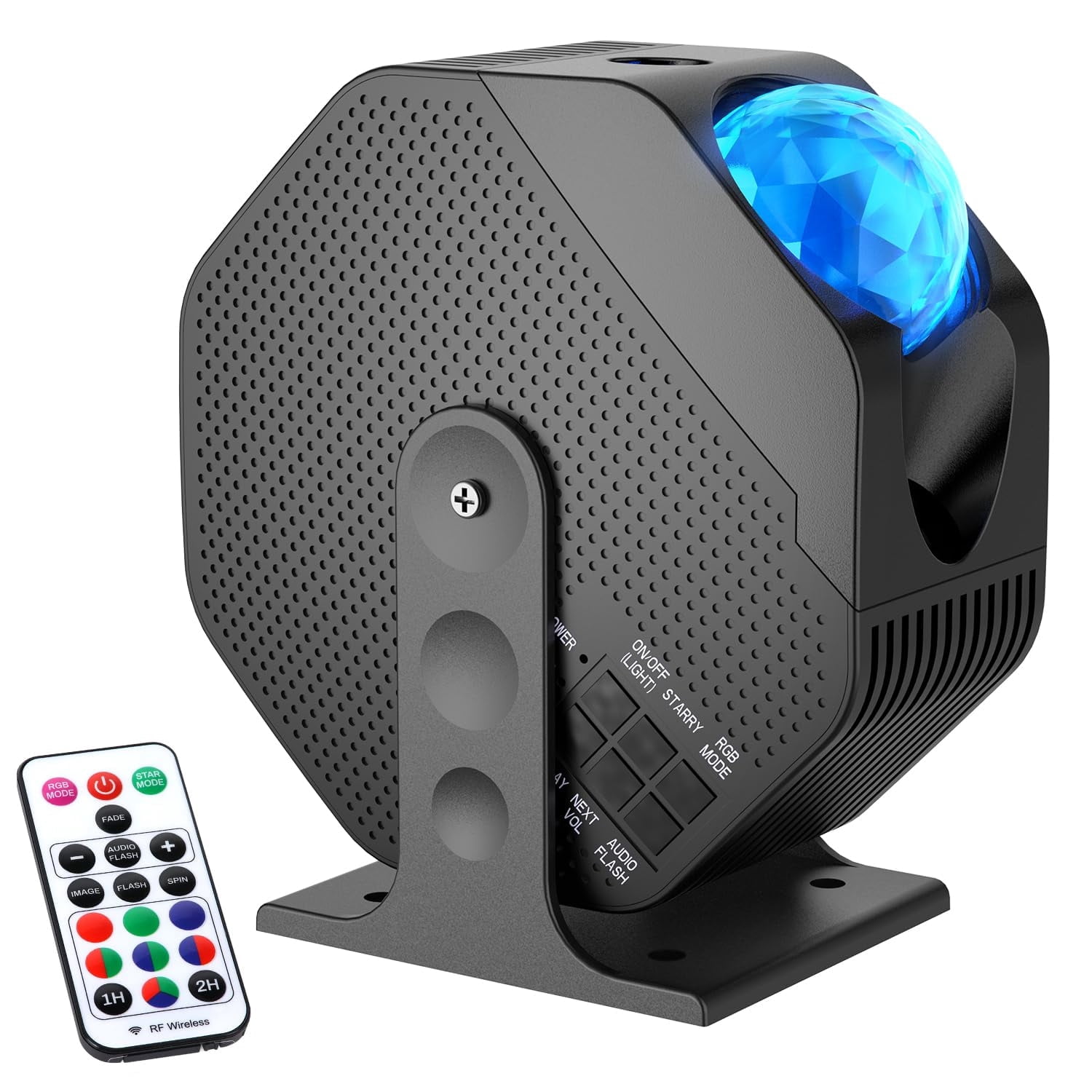 LC-dolida Starry Sky Projector with Bluetooth Speaker, Rotating Star Projector, Remote Control, Sound Activation, Timer, for Bedroom, Home Theater, Party, Christmas Gift(Black)