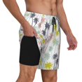 thumbnail image 2 of Kdxio Hawaiian Coconut Tree Print Men's Swim Trunks with Compression Liner 7 Inch Inseam Quick Dry Swim Shorts, 2 of 7