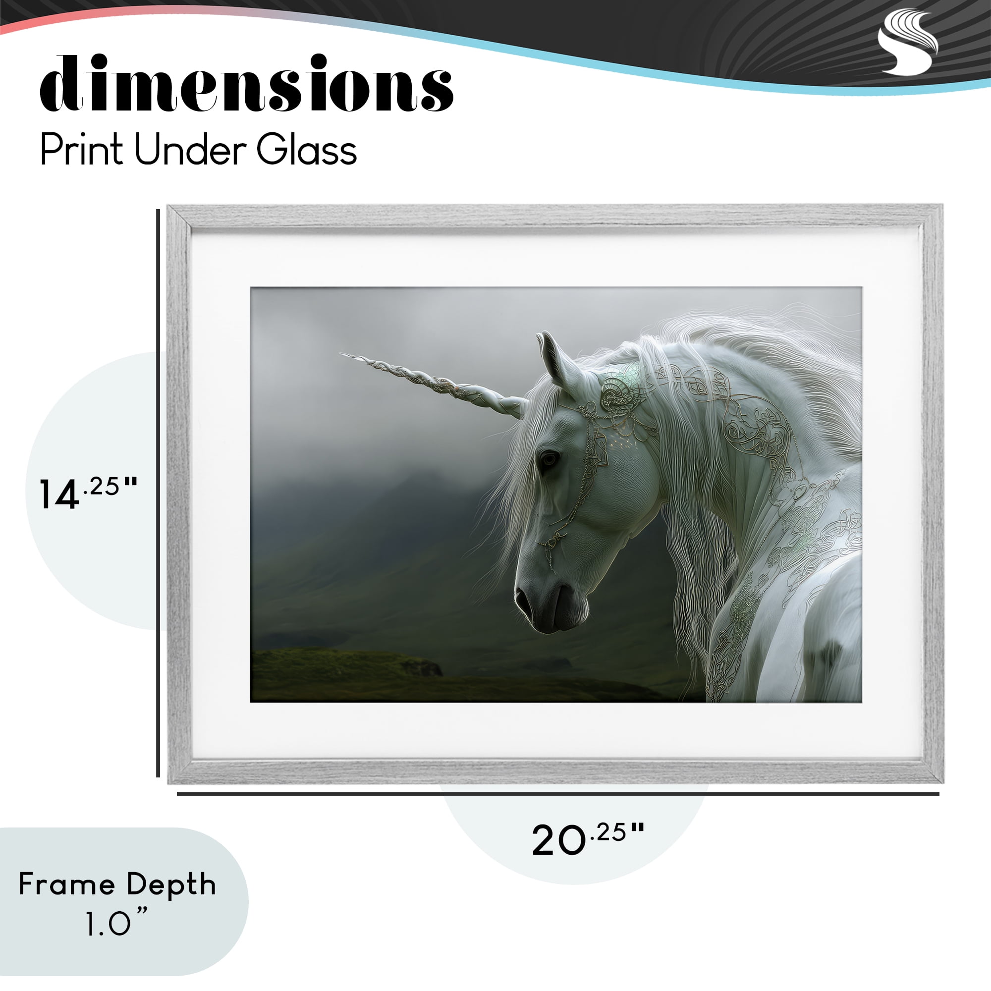 Stupell Industries Dreamy Celtic Unicorn Gray Framed Print Under Glass, design by The Wands Want