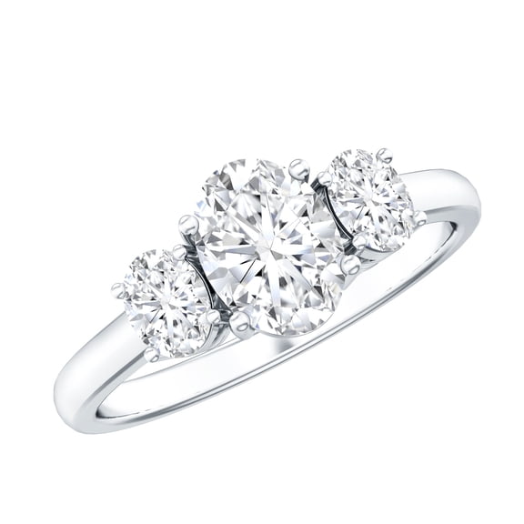 Rosec Jewels Lab Diamond Three Stone Engagement Ring - Oval Diamond Ring - EF-VS Quality, 925 Sterling Silver, US 4.00