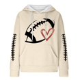 thumbnail image 4 of Women Waffle Knit Pullover Hoodie, Football Heart Graphic Long Sleeve Hooded Sweatshirt, Oversized Game Day Fan Top with Kangaroo Pocket for Sports Party Daily Fall Wear, 4 of 4