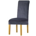 thumbnail image 1 of Nvzi Funda de terciopelo para silla - 2 piezas, talla única, elástica, para sillas, de tela de terciopelo, para restaurantes, lavable a máquina, funda protectora para muebles, gris oscuro., 1 of 5