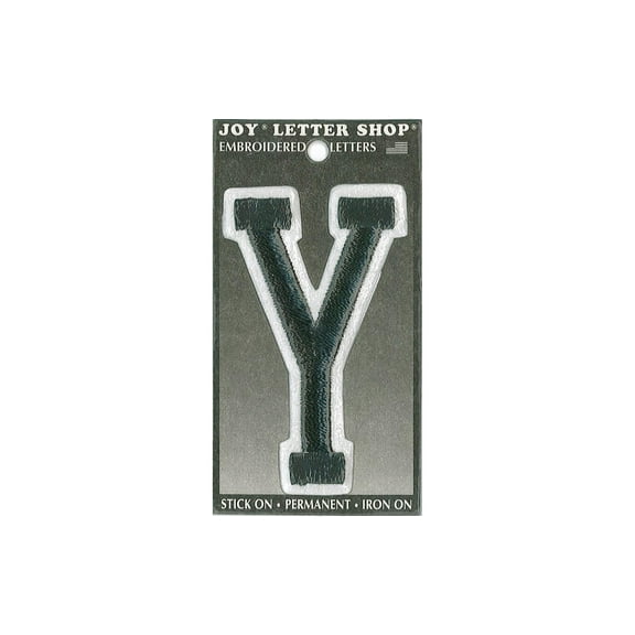 Joy Applique Letter Iron On Varsity 3" Black Y
