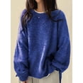 thumbnail image 4 of Women'S Oversized Sweaters Long Sleeve Crew Neck Fuzzy Knit Casual Chunky Pullover Sweater Fall Blue XXL, 4 of 7