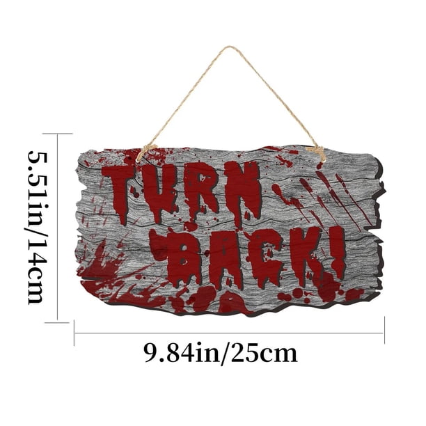 Letrero de puerta de madera de simulación de Halloween, decoración de atmósfera terrorífica de casa encantada con huella dactilar de sangre, etiqueta colgante para fiesta