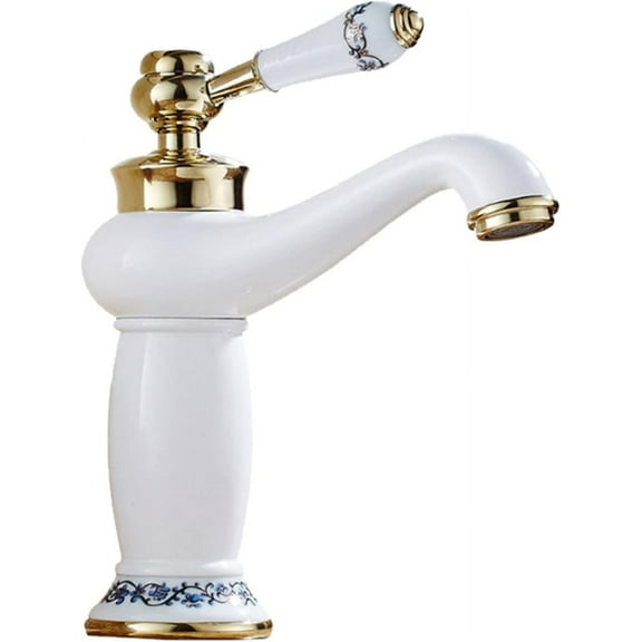 Vintage Bathroom Faucet, Brass Sink Faucet Bathroom, Hot and Cold Sink Mixer Tap Faucet, Single Hole Single Handle Bathroom Sink Faucet, Gold