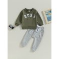 thumbnail image 2 of Bagilaanoe 2PCS Toddler Baby Boy Long Pants Set Letter Print Long Sleeve Sweatshirt Pullover Tops + Drawstring Sweatpants 6M 12M 18M 24M 3T Kids Casual Sweatsuits, 2 of 8