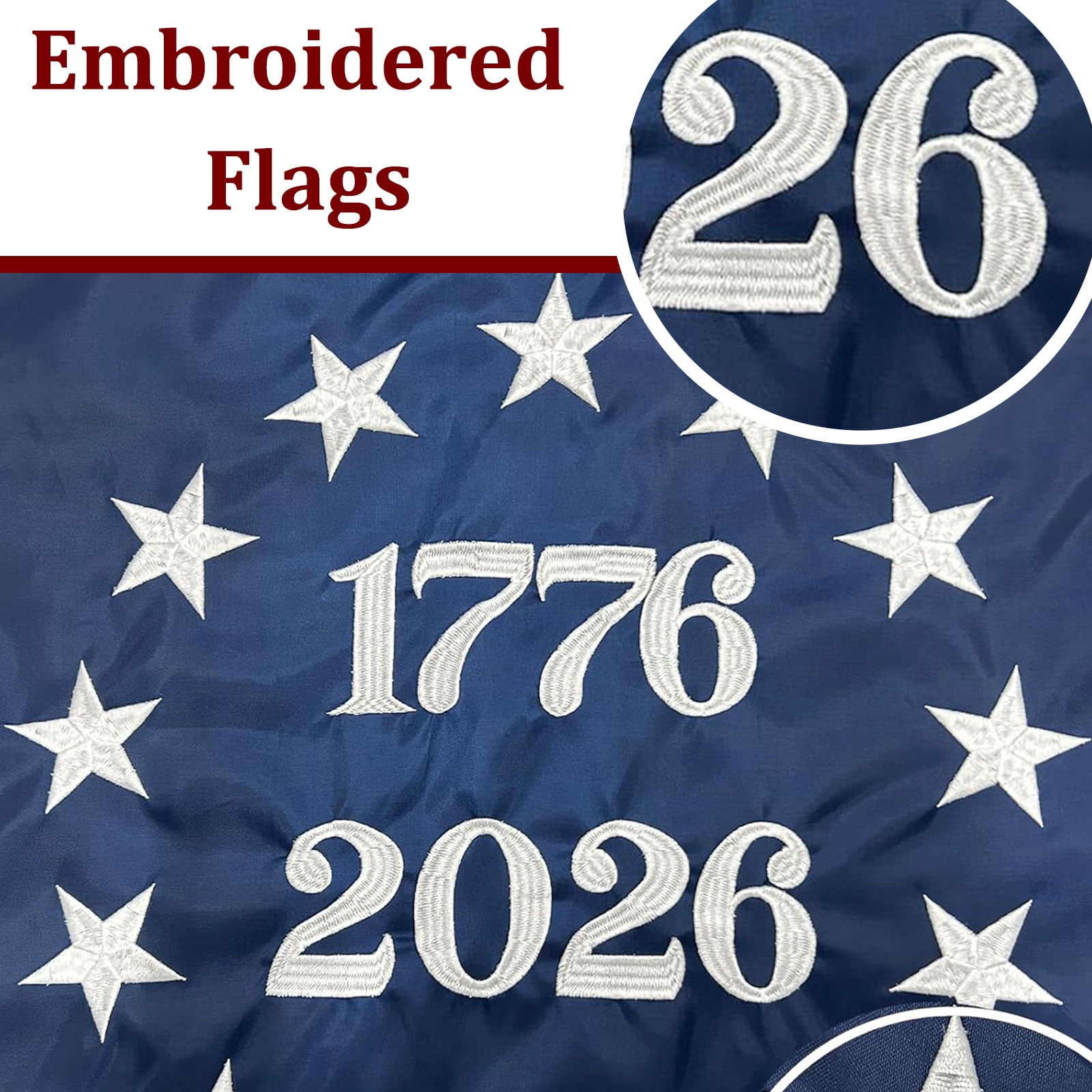 2026 Bradford Bennington 250th Anniversary USA Flag 3x5 Ft Outdoor - Heavy Duty Embroidered Betsy Ross 13 Colonies Flag with 2 Brass Grommets, 1776 American Patriotic Flag