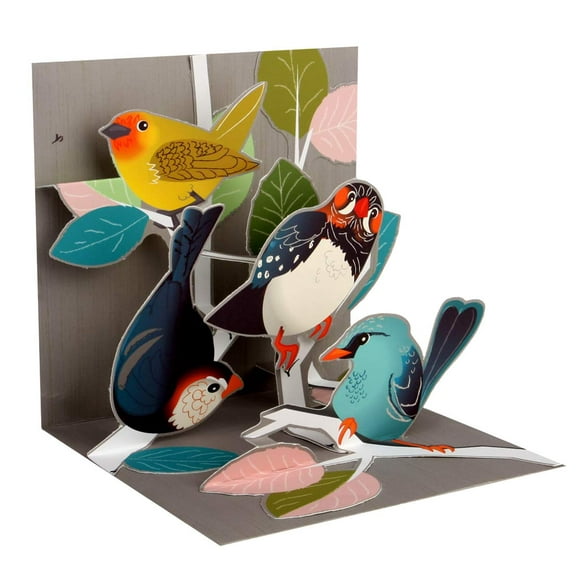 Carte de Vœux Pop-Up Bouleau Oiseaux