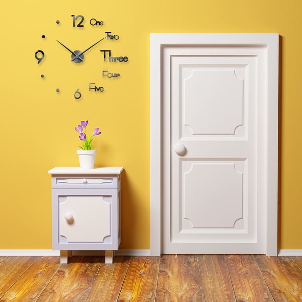 Reloj de pared acrílico con letras 3Dreloj adhesivo de pared DIY para decoración del hogar (negro) Ndcxsfigh Nuevos Originales