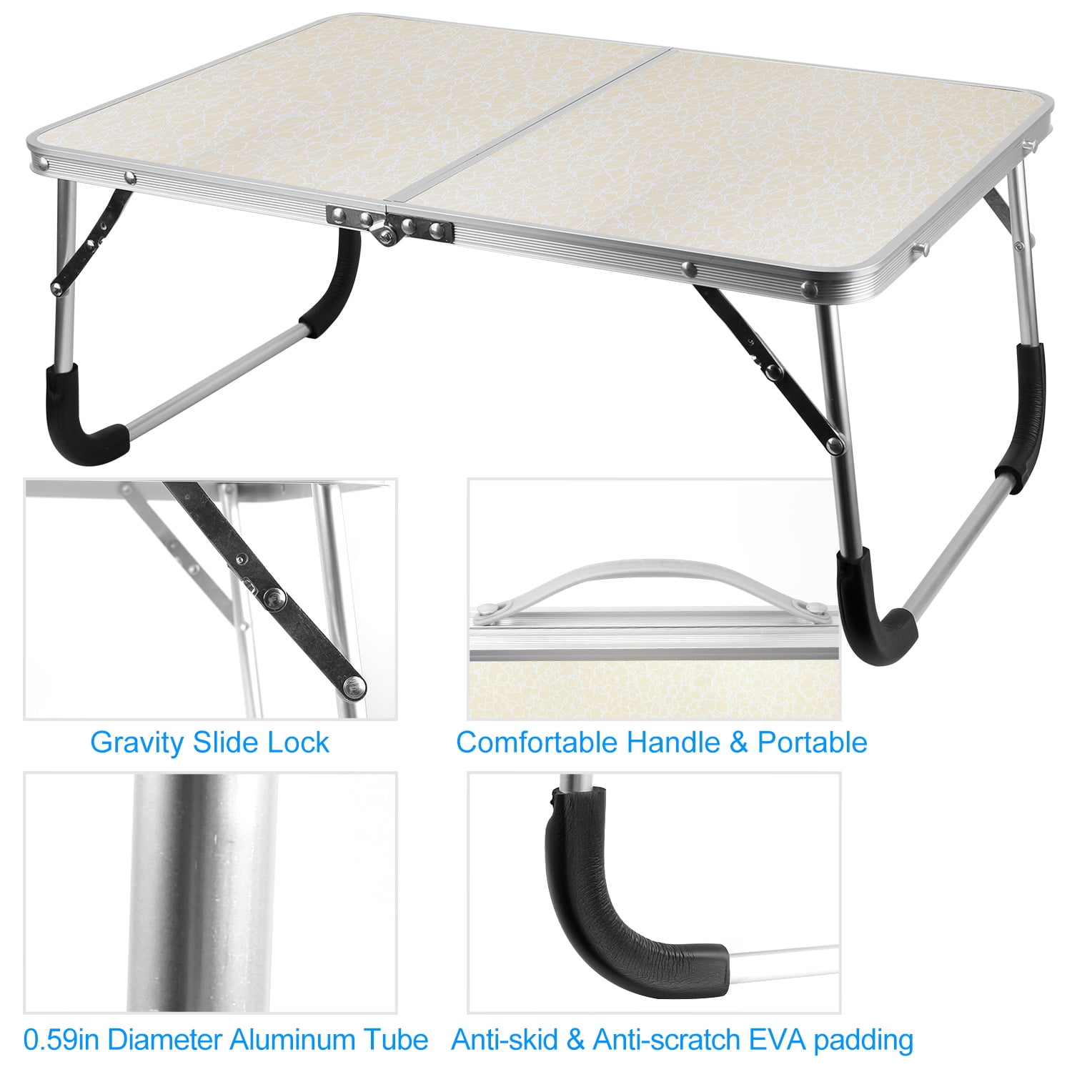 Foldable Multifunctional Laptop Lap Desk - For Bed, Sofa, Dorm & Floor (Reading/Writing/Breakfast)