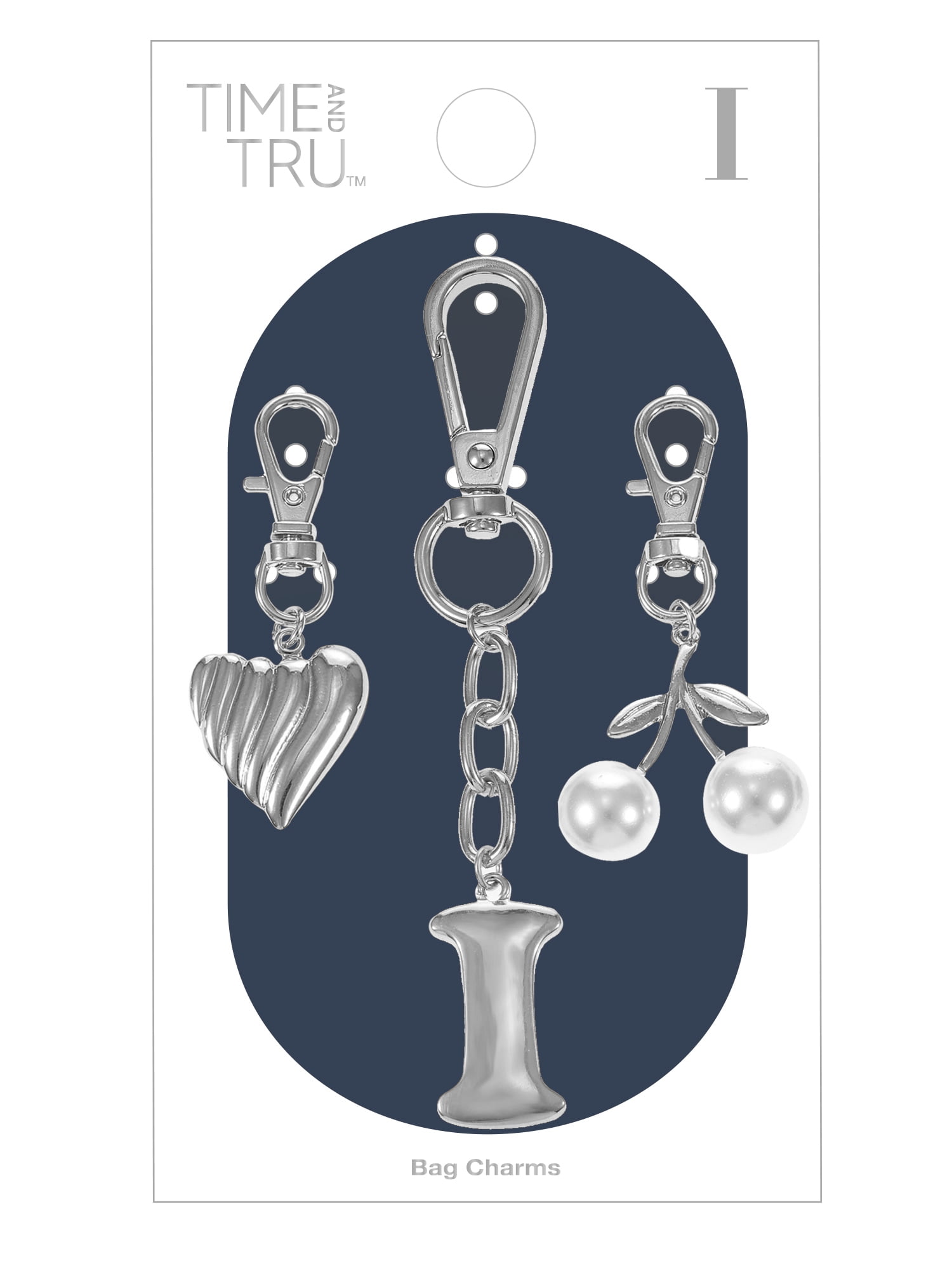 Time and Tru Goldtone Initial Letter Bag Charm Set, 3 Pieces, Letter B