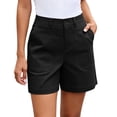 thumbnail image 2 of Aimik Women's High Waisted with Pockets Casual Twill Workwear Stretchy Waisted Solid Straight Leg Shorts for Summer, 2 of 6