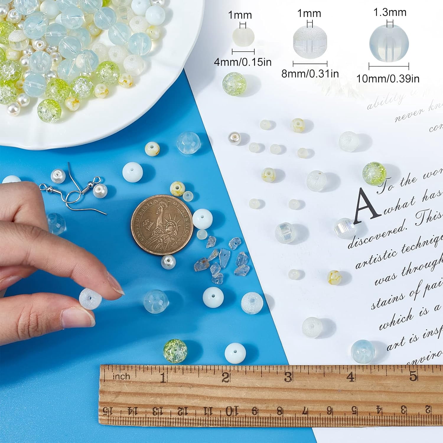 1 Box Glass Beads Bulk Bead Set Beading Earrings Bracelet Making Kit Imitation Pearl Beads for Jewelry Making Loose Spacer Bead Earring Hook Multi Layer Bracelets