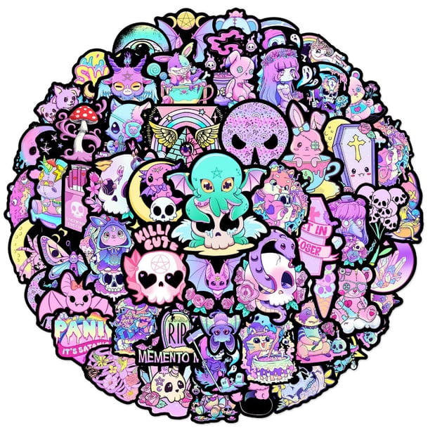 Pegatinas góticas moradas de Anime de dibujos animados para coche, portátil, teléfono, decoración de papelería, calcomanías de vinilo, pegatina impermeable, juguetes para niños, regalos