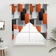 thumbnail image 5 of Orange Gray Black Kitchen Window Curtains, Swag Curtains Valance for Bedroom Living Room Bathroom, Modern Abstract Geometric Plaid Rod Pocket Window Treatment Curtain Block Drapes 2 Panels 36"x45", 5 of 9