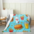 thumbnail image 3 of Boys Girls Hamburger Cola All Season Bed Blanket Baby 30"x40" Cartoon Food Fuzzy Blanket Kids Snack ﻿ Flannel Fleece Throw Blanket Modern Art Teens Plush Blanket Utra Soft, 3 of 6