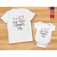 thumbnail image 4 of Our First Father's Day Dad & Baby Matching Set Infant Bodysuit & Men's T-Shirt Dad White Medium / Baby Pink 18M (12-18M), 4 of 6