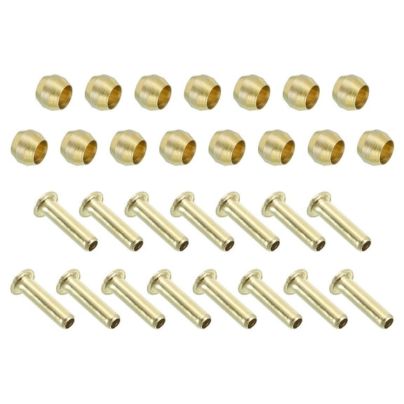 Uxcell 4mm Tube ID Compression Assortment Kit, Brass Compression Sleeve Ferrule & Insert for Water Oil Pipe, 15 Set