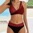 thumbnail image 2 of PEASKJP Bikinis for Women Two Piece Plus Size High Waisted Slim Fit Floral Bikini Swimsuit Set Red 3XL, 2 of 5