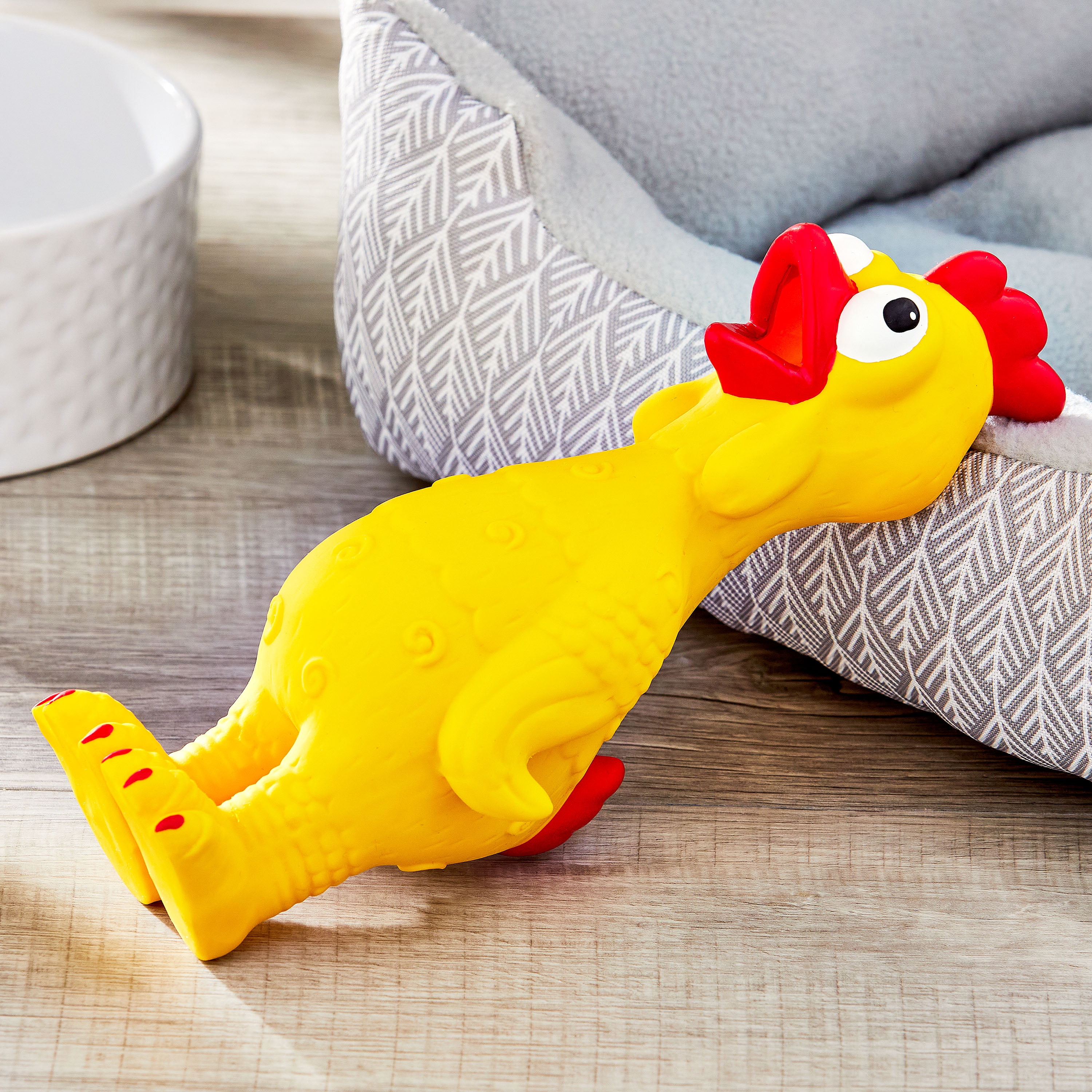 Vibrant Life Playful Buddy Tie Dye Chicken Dog Toy, Chew Level 2, with Squeaker.