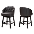thumbnail image 2 of Baxton Studio Theron Mid-Century Transitional Dark Brown Faux Leather and Espresso Brown Finished Wood 2-Piece Swivel Counter Stool Set, 2 of 9