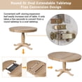 thumbnail image 5 of Ktaxon Mid-Century Round Dining Table Set for 4, Extending Wood Pedestal Table with 4 Padded High Back Chairs, Expandable Kitchen Table and Chairs Set for Small Space, Home, Natural Wood, 5 of 9