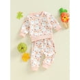 thumbnail image 3 of Nygoyerh Newborn Baby Girls Boys Halloween Outfit Cartoon Ghost Print Long Sleeve Round Neck Pullover with Elastic Waist Pants 2PCS Set Fall Infant Clothing for 1M-13T, 3 of 7