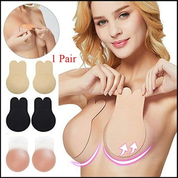 1 Pair Women Rabbit Ears Silicone Adhesive Stick on Gel Push-Up