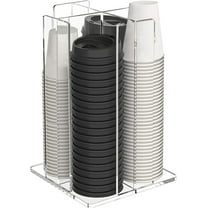 Cup and Lid Holder, Coffee Cup Dispenser, Acrylic Cup Storage Organizer, Disposable Paper Cup Storage Holder with 4 Compartments for Countertop Coffee Station Bar Restaurant, Clear