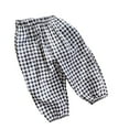 thumbnail image 2 of Kndvns Toddler Baby Girl Boy Classic Pants Plaid Elastic Jogger Gingham Long Pants Summer Fall Harem Pants 2025 NEW Black 6-7 Years, 2 of 5