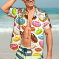 thumbnail image 7 of Rateoe Color Donut Pattern Men’s Hawaiian Shirt – Short Sleeve Button-Down Tropical Beach Shirt, Lightweight & Breathable Casual Aloha Shirt with Pocket,3X-Large, 7 of 7
