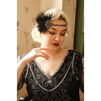 1920s Pearl Headband – Vintage Net Veil Hair Crown, Gatsby  display picture 1