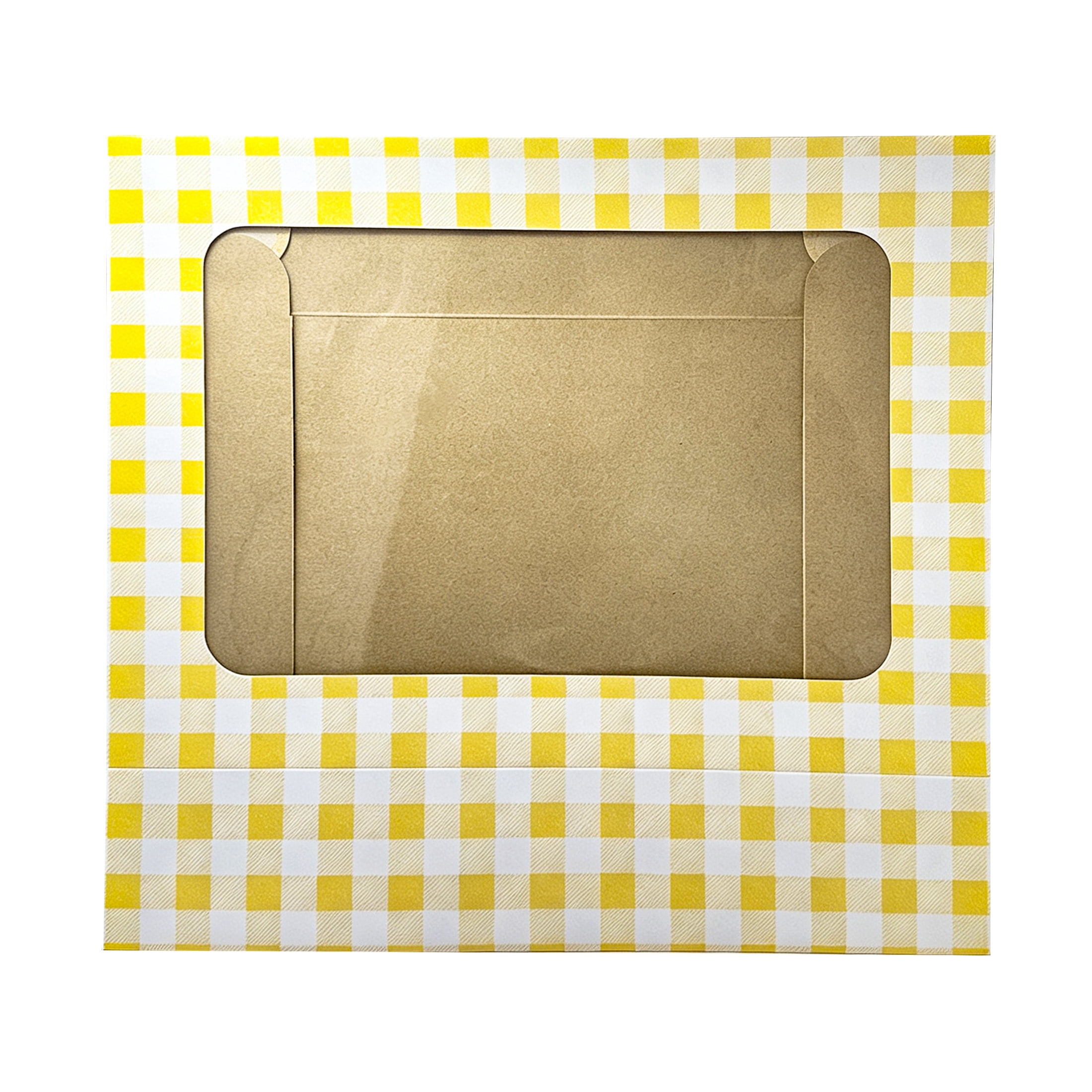 Way To Celebrate 19" x 14" x 4" Yellow Plaid Cake Box with Window (1 Piece)