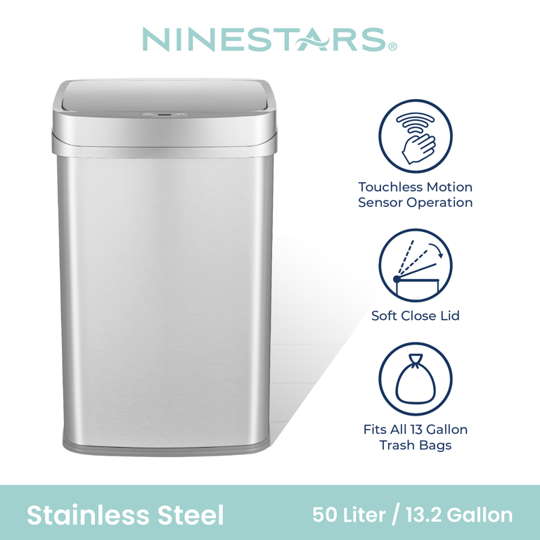 Nine Stars Motion Sensor Automatic Kitchen Trash Can, 13-Gallon