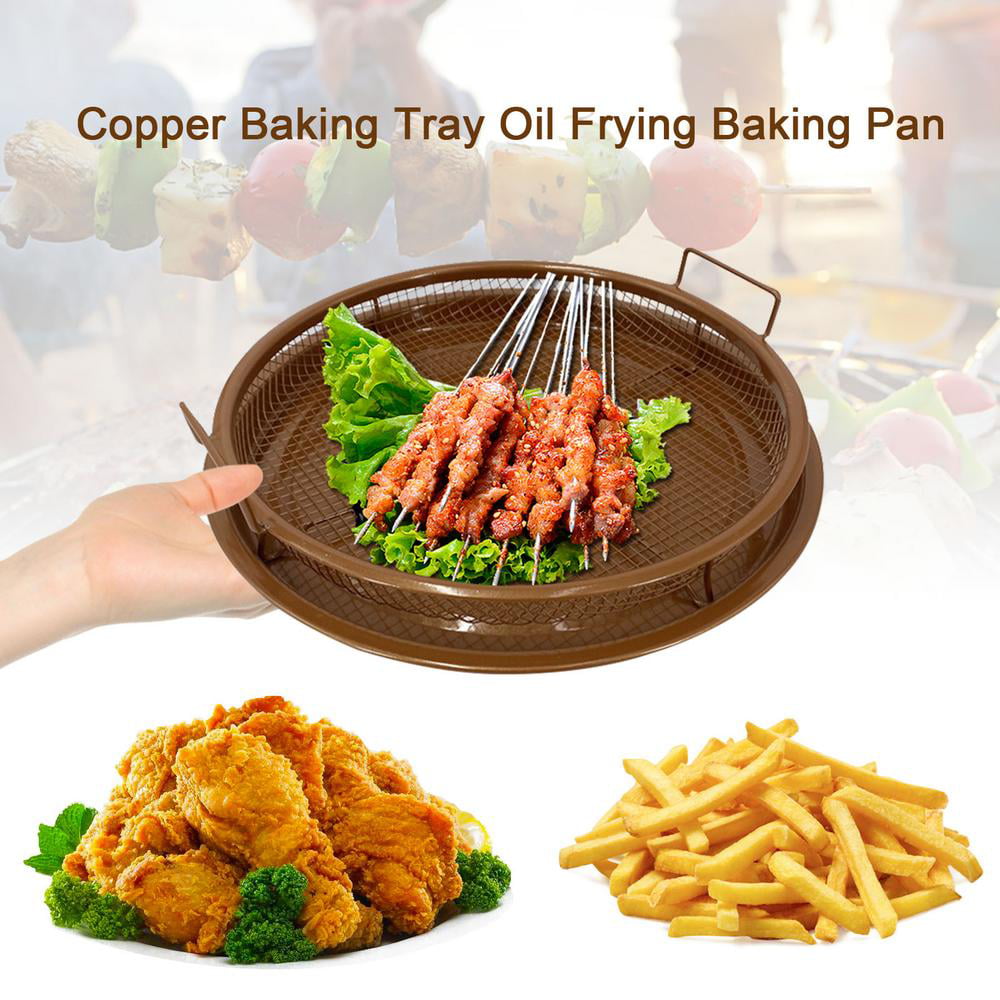 Non-stick Baking Tray With Grill Crispy Basket Copper Crisper Air Fryer Pan,  Nonstick Air Fry Accessories, Bakeware Sets, Cookingtray For Baking C - Temu