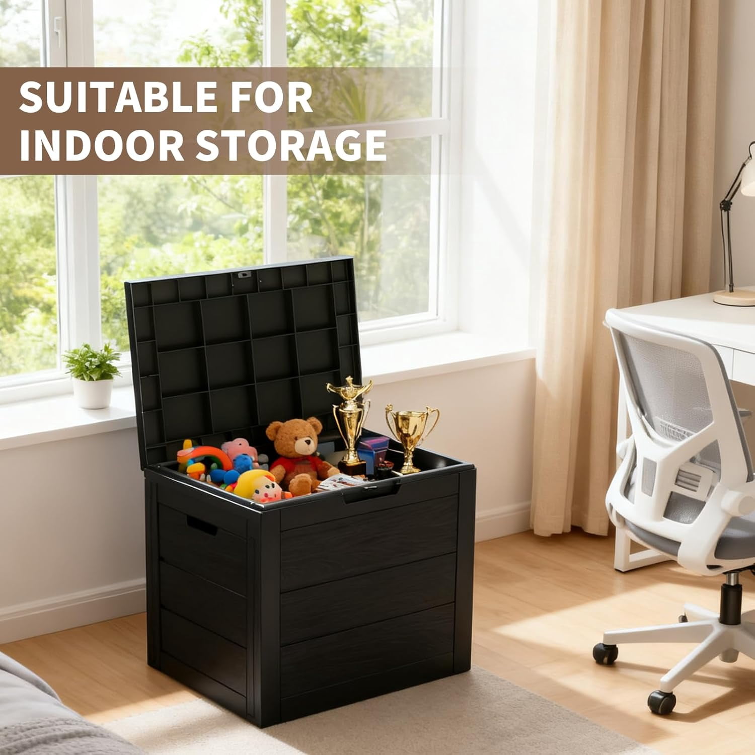 35 Gallon Waterproof Outdoor Storage Box, Resin Deck Box, Delivery Box for Package Delivery