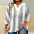 thumbnail image 2 of ShiShine Women's Plus Size Stripe Top V Neck 3/4 Sleeve Tees High Elastic Trendy Shirt Casual Lightweight Blouse, 2 of 5