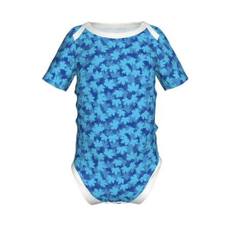 

Lukts Blue Maple Leaf Print Baby Short Sleeve Romper Onesie for Newborn Baby Boys and Girls-2 Years